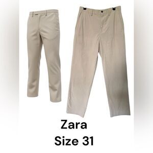 ZARA Beige Dress Pants Size 31 EUR 40 Tailored Straight Leg Men’s Trousers